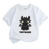 Kids Boys Girls 100% Cotton Crew Neck Short Sleeve T-shirt, Cute Cartoon Black Dragon Print Casual Soft Breathable Summer Tee for Toddlers Children Da