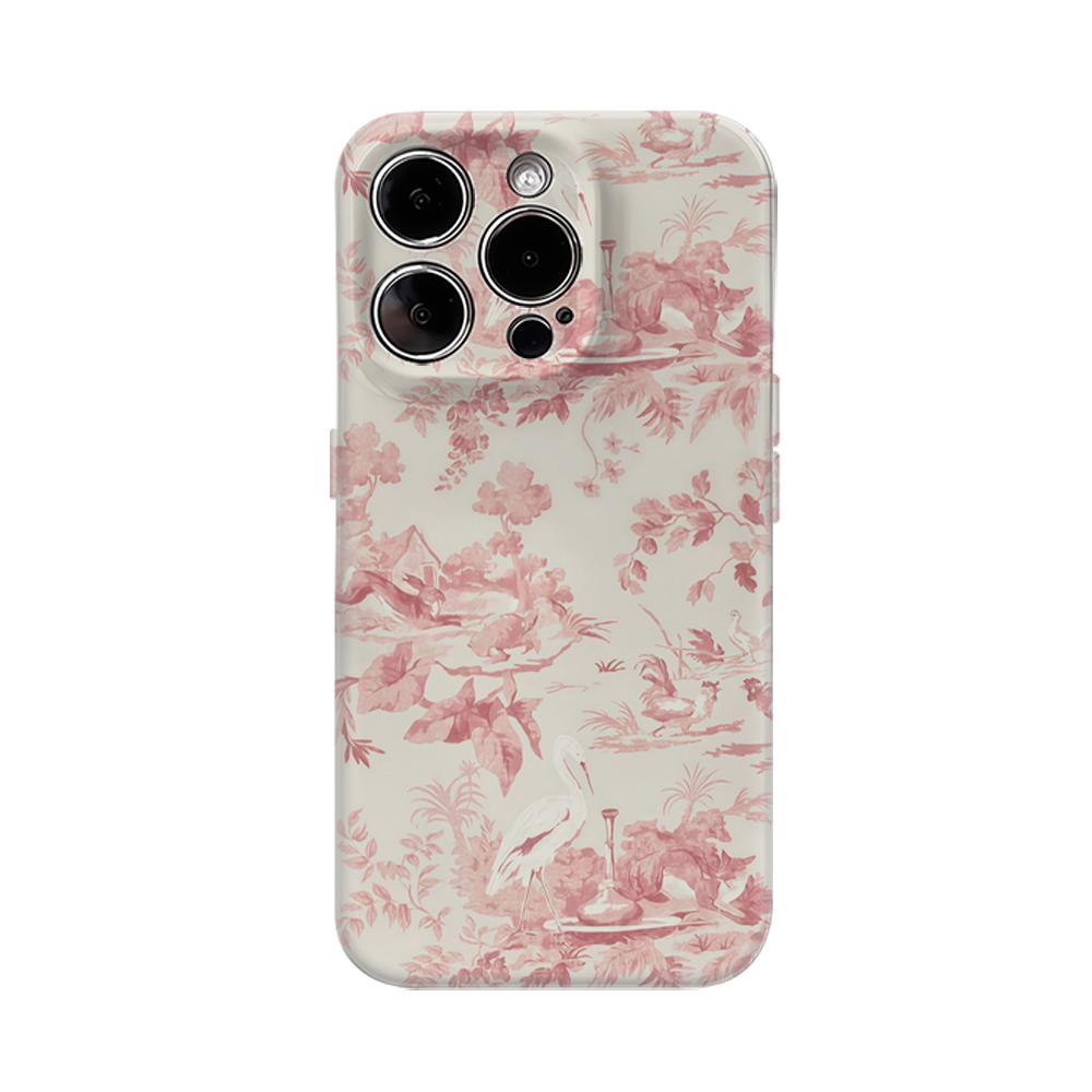 

Розовый пасторальный чехол для телефона для IPhone 16 15 14 13 12 11 X XS XR XSMAX 7 8 Pro Max Plus Двухслойная задняя крышка IPHONEXSMAX