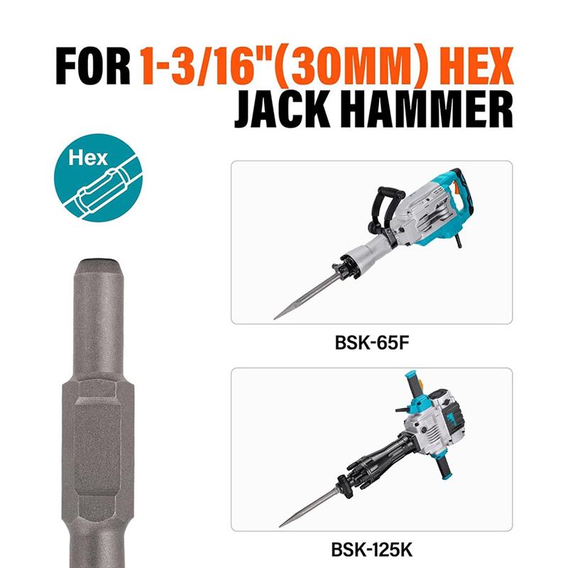 B97A-1-3/16 Inch Hex Scaling Chisel, 3 X 16 In. Steel Scraping Chisel Tile Removal Bit For Electric Demolition Jack Hammer