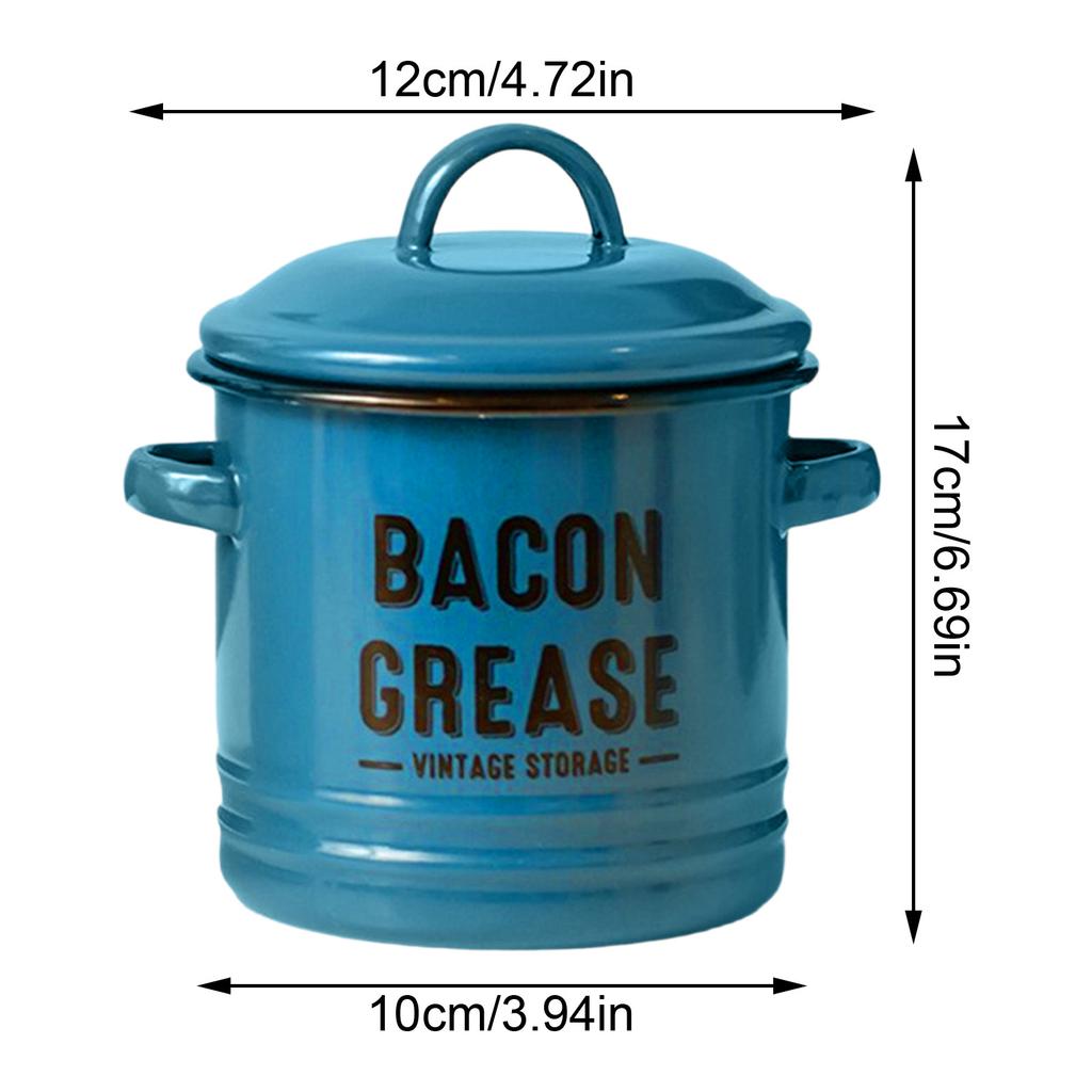 Enamel Bacon Grease Container with Strainer Large Kitchen Oil Storage Can for Cooking Frying, Baking, Storage Recycling