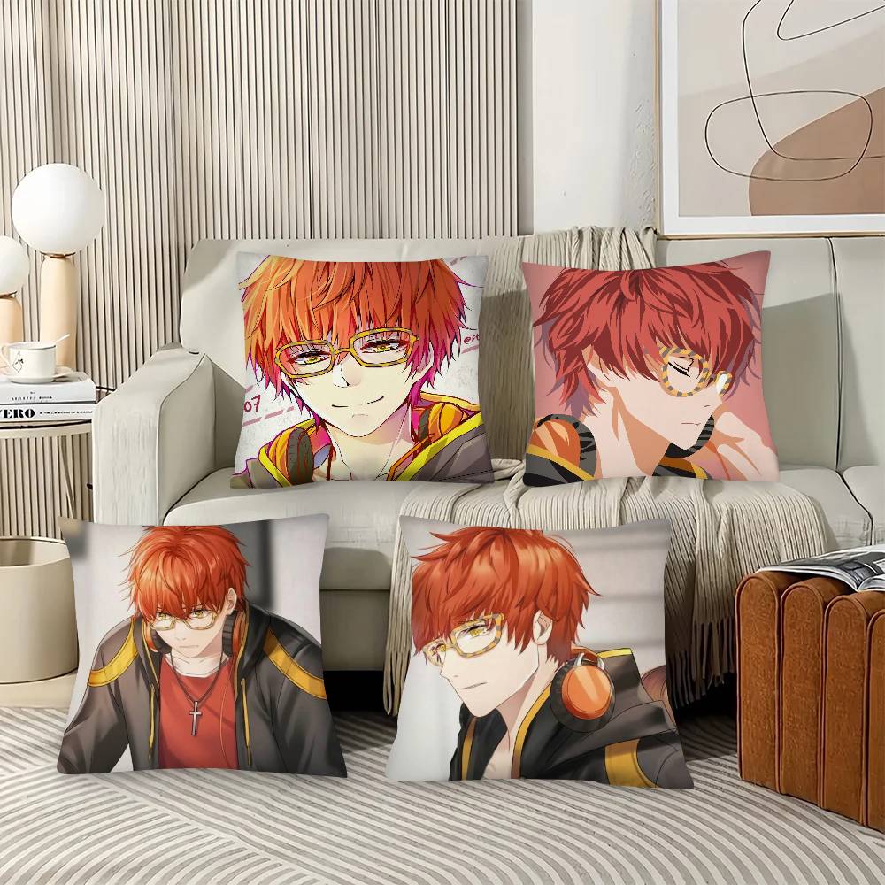 1Pc Anime M-Mystic Messenger Game Pillow Case Fashion Square Pillowcase Bedroom Sofa Room Ins Decoration Leisure