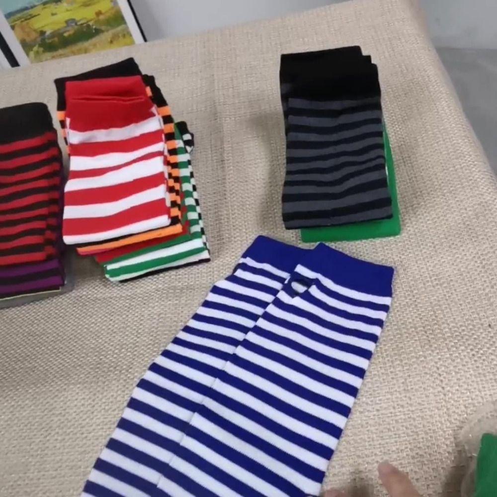 Korean Style Soft Fingerless Long Glove Arm Cover Striped Knitted Gloves Long Sleeve Cool Stretch Gloves Winter Season