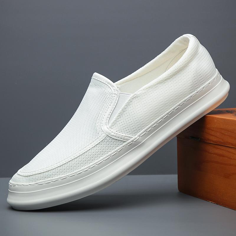 

Fashion Men Mesh Canvas Sneakers Non-slip Fashion Casual Low Top Shoes Lightweight Fashion Trend Outdoor Walking Shoes BD22417 38 белый
