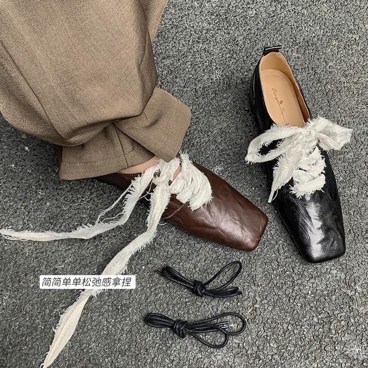 

2025 осень новый товар внутри и снаружи полностью кожаные на шнуровке лоферы первый слой овчина ручной выделки два способа носки глубокие одинарные туфли женские 39 коричневый