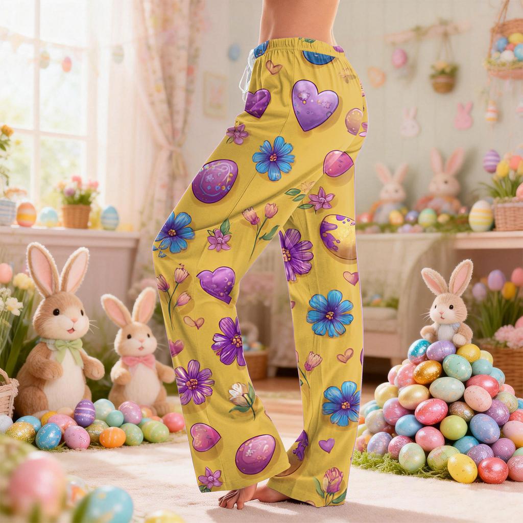 Women's Casual Fashion Easter Print Loose-fitting Pajama Pants
