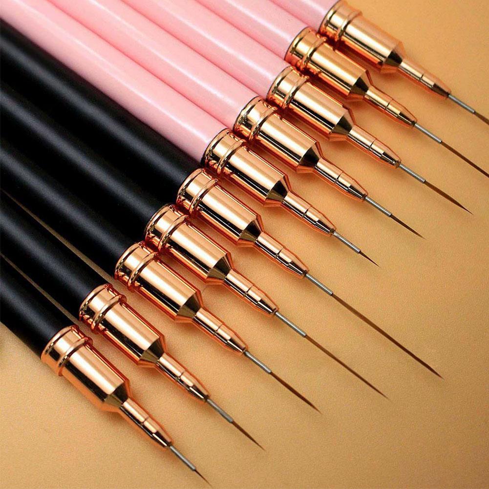 5pcs Nail Art Liner Brushes Long Lines Liner Brush UV Gel Polish Painting Nail Design Brush Plastic Handle Nail Drawing Pens