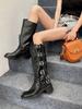 Cowhide Version Boots, Long Boots, Women's Thick Soles, Popular This Year, Maillard Western Cowboy Boots, Retro Knight Boots