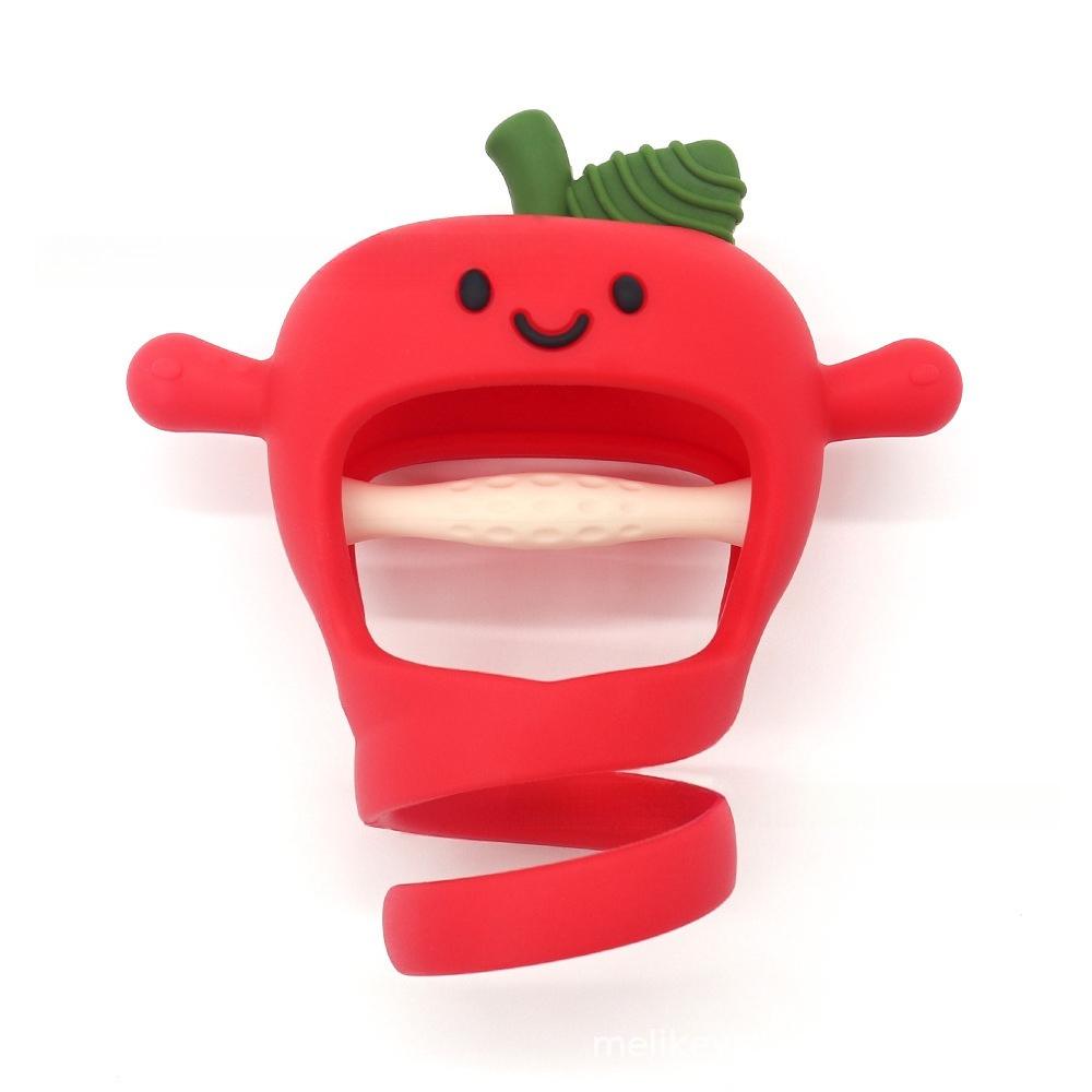 Toothpaste Baby Food Grade Silicone Apple Hand Grab Bite Glue Small Moon Age Soothing Oral Gloves Grinding Stick