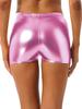 Damen Mädchen Tanzshorts Club Wear Metallic Shorts Rave Booty Shorts Glänzende Unterteile für Tanzfestivals Kostüme