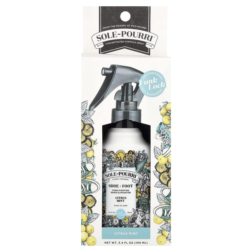 Poo-Pourri, Sole-Pourri™, Shoe + Foot Odor Eliminator, Citrus Mint, 100 ml (3.4 fl oz)