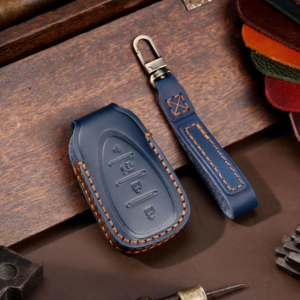 Leather Car Key Case Cover Fob Protector Shell for Chevrolet Chevy Cruze Cavalier Malibu Xl Equinox Sail JM Trax Keychain Holder