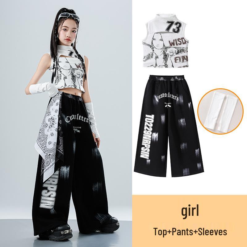 Trendy Girls' Jazz & Hip Hop Dance Crop Top Performance Costume