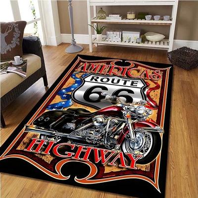 Route 66 Motorcycle Vintage Carpet for Bedroom Living Room Carpets Kitchen Floor Mats Home Decor Non-Slip Area Rugs Home Decor