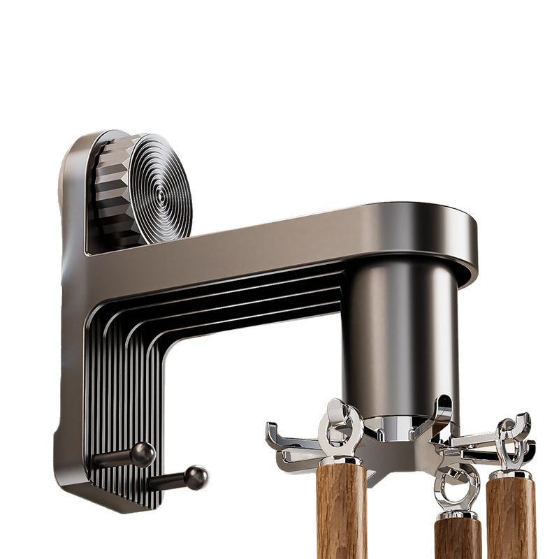 

Вращающиеся настенные крючки Кухонный органайзер Стойка для хранения кухонной утвари Бесследное крепление Экономия места Сверхпрочная подвесная полка Держатель для посуды серый