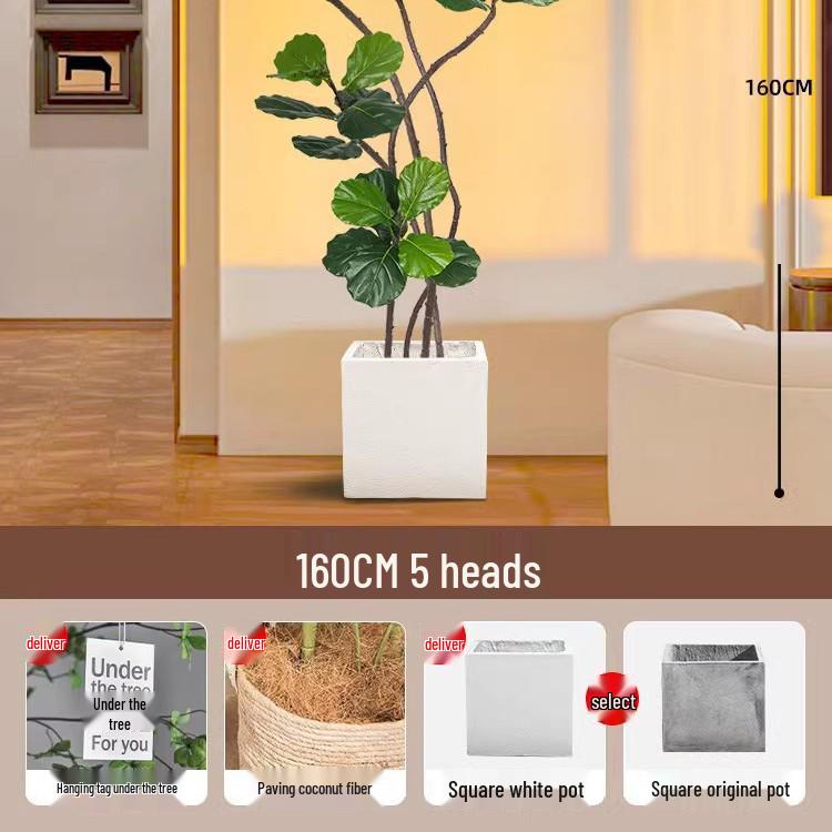 Large Potted Fiddle-Leaf Fig: Luxury Faux Green Plant for Living Room Decor