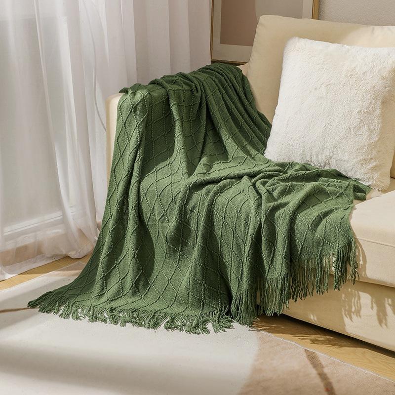 Coperta Plaid a Maglia con Nappe Morbida Stile Bohemien per Letto Divano Copriletto Decorazioni Coperte
