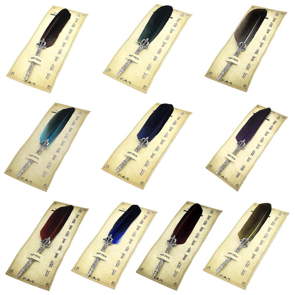 Vintage Feather Dip Pen Set Calligraphy Dip Pen for Kid Adult Art Drawing