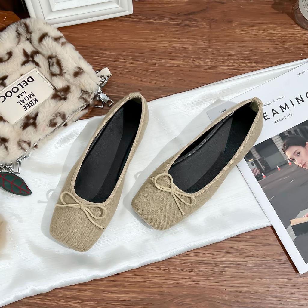 Grape Mother Spring New French Flat-soled Single Shoes Women's Comfortable Outer Wear Shallow Mouth Women's Shoes Bow Soft-soled Casual Shoes