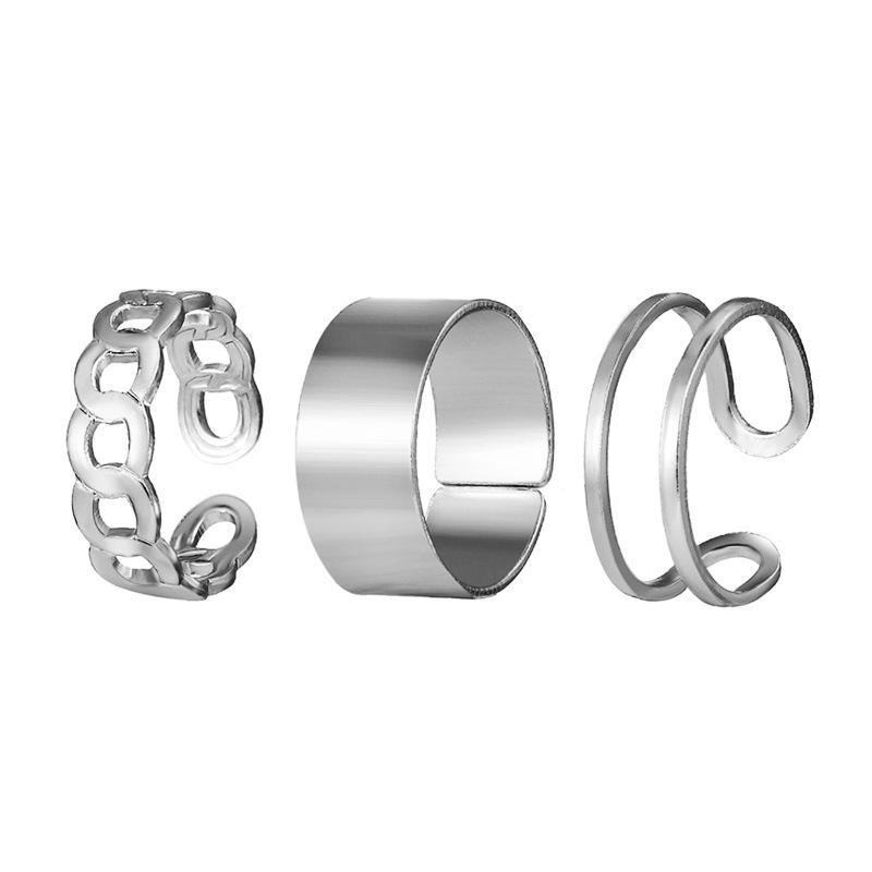 European Hip Hop Style Wide Band Open Ring – Chain Joint Tail Ring for Index Finger
