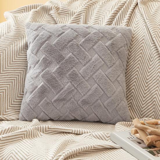 Plüsch-Kissenbezug Flauschiger Überwurf-Kissenbezug Quadratischer Kissenbezug mit verdecktem Reißverschluss für Wohnzimmer Schlafzimmer Heimbüro Dekoration