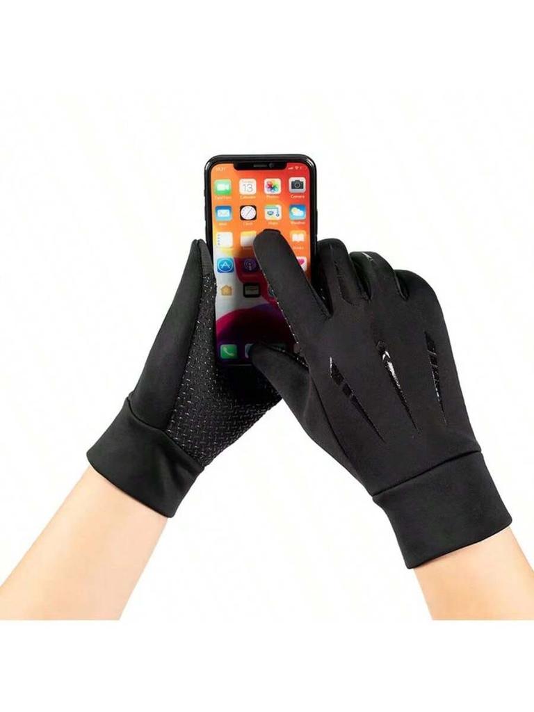 Fleece Lined Warm Motorcycle Gloves Men Full Finger Touchscreen Windproof