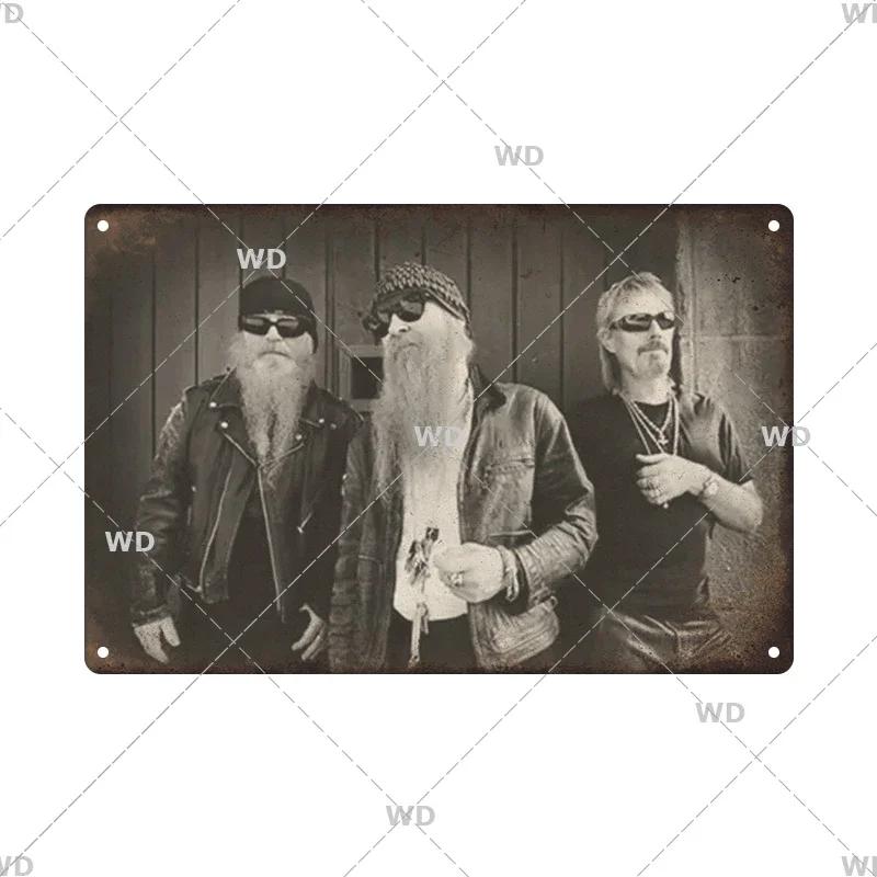 Tin Sign ZZ TOP Rock N Roll Poster Decorative Plaque Metal Signs Retro Vintagge Wall Plate For Home Club Pub Gift Wall Decor