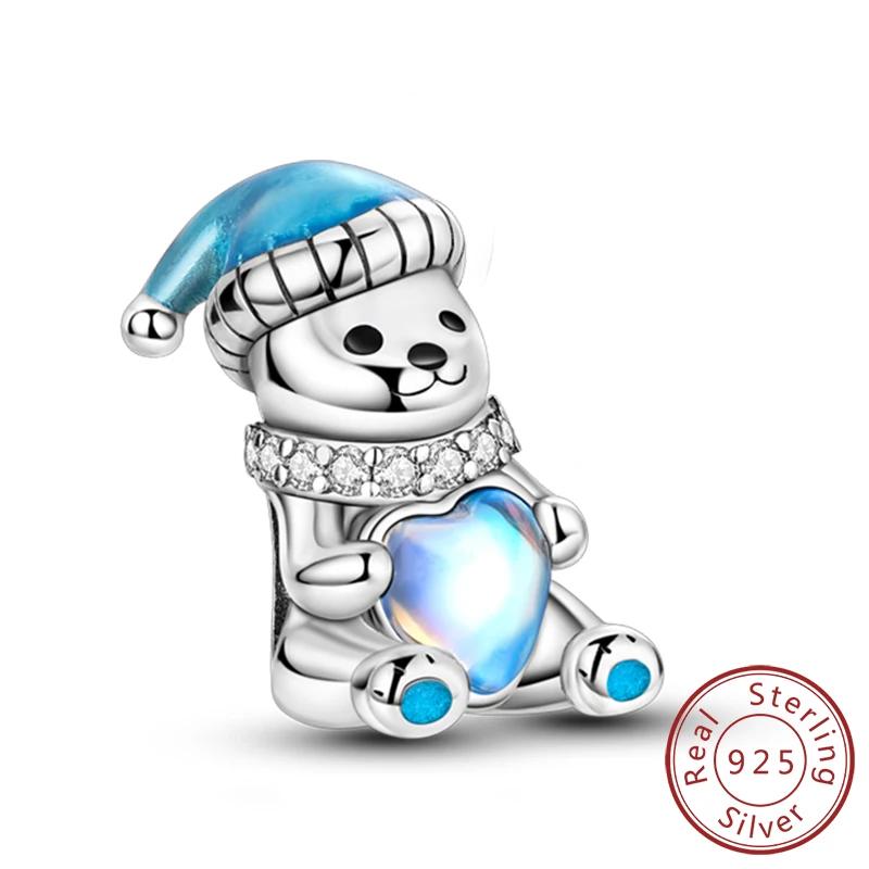 Fit Original Bracelet Copper Charms Cat Dog Animal Heart-Shaped Zirconia Beads For Women Jewelry Diy Making Gifts