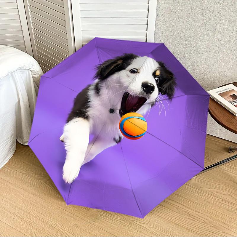

1pc Dog, Ball Automatic Folding Umbrella - Portable Collapsible Design, 8-Rib Iron Frame, Playful Design yy251215212
