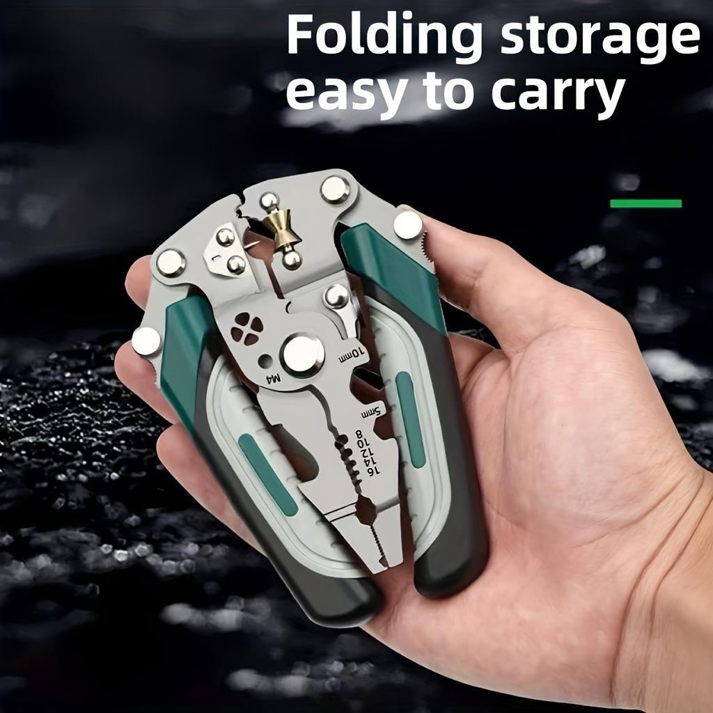 HooFun 16-In-1 Foldable Wire Stripper, Pulley Design Multi-function Electrician Wire Splitter Wire Winding Pliers Crimping Plier