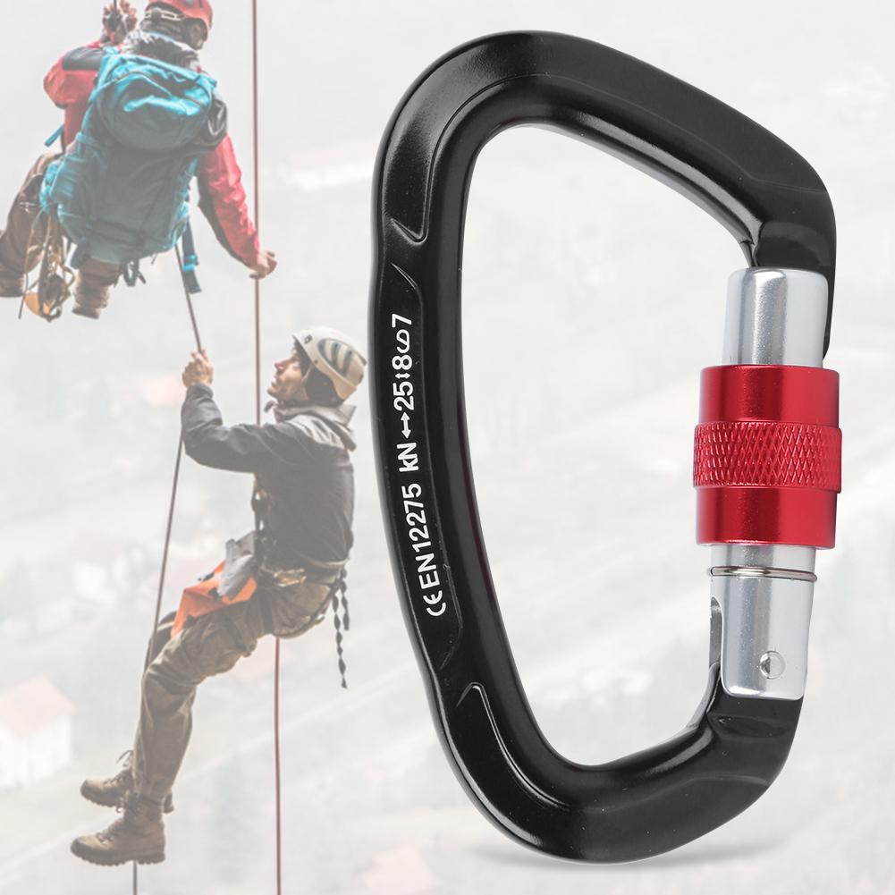 Outdoor Aluminium Alloy D Lock Hammock Backpack Cable   Rock Climbing Carabiner