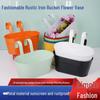 Oval Metal Double Hook Hanging Flower Pot for Railings and Fences