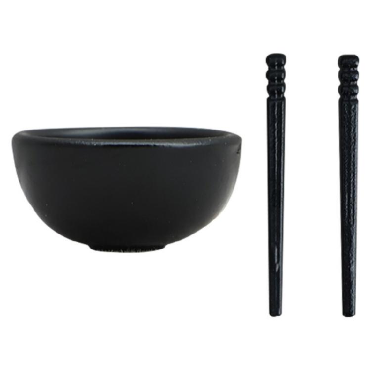 Simulation Miniature Tableware Set 1/12 Alloy Bowl Chopsticks Model Figurine For Doll House Dining Scene Enhancement