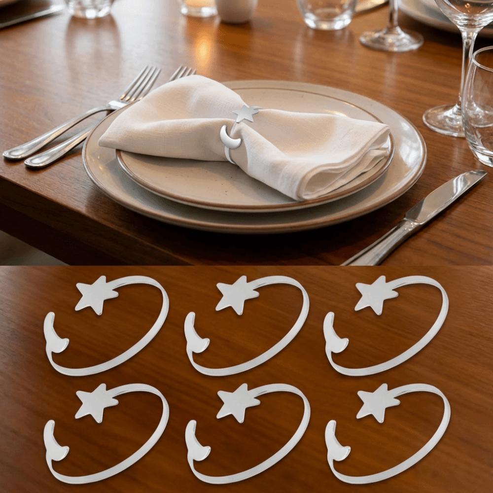 6PCS Modern Moon Napkin Rings Minimalist Table Napkin Holder Party Supplies Serviette Ring  Wedding