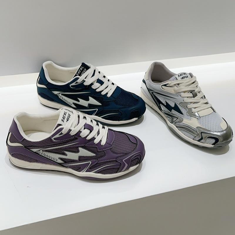 [Yushilai] 2025 autumn retro dad shoes women's versatile fashion silver laser casual sports shoes women