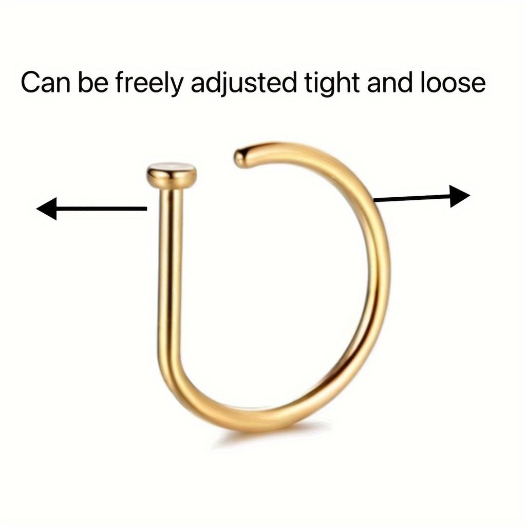 Fake Nose Ring Hoop Lip Labret Ring for Women Non Pierce Hoop Nose Ring Septum Hoop Ring Tragus Rook Ring Non Piercing Jewelry