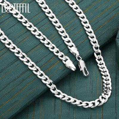 925 Sterling Silver 20-24 Inch 7mm Side Chain Necklace Wedding Jewelry