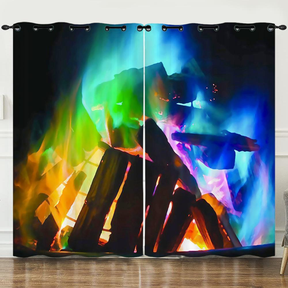 Vorhang Lagerfeuer 3D Digitaldruck Verdunkelungsvorhang Ösen