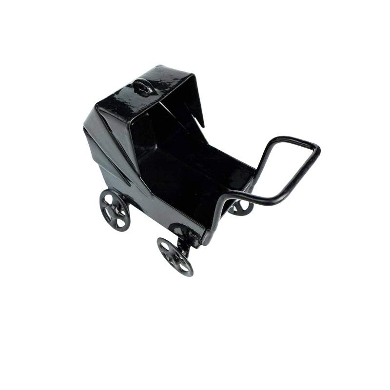 1:12 Dollhouse Miniatures Black Wrought Iron Baby Stroller Model Doll House Bedroom Scene Decor Ornaments Pretend Play Toys Diy