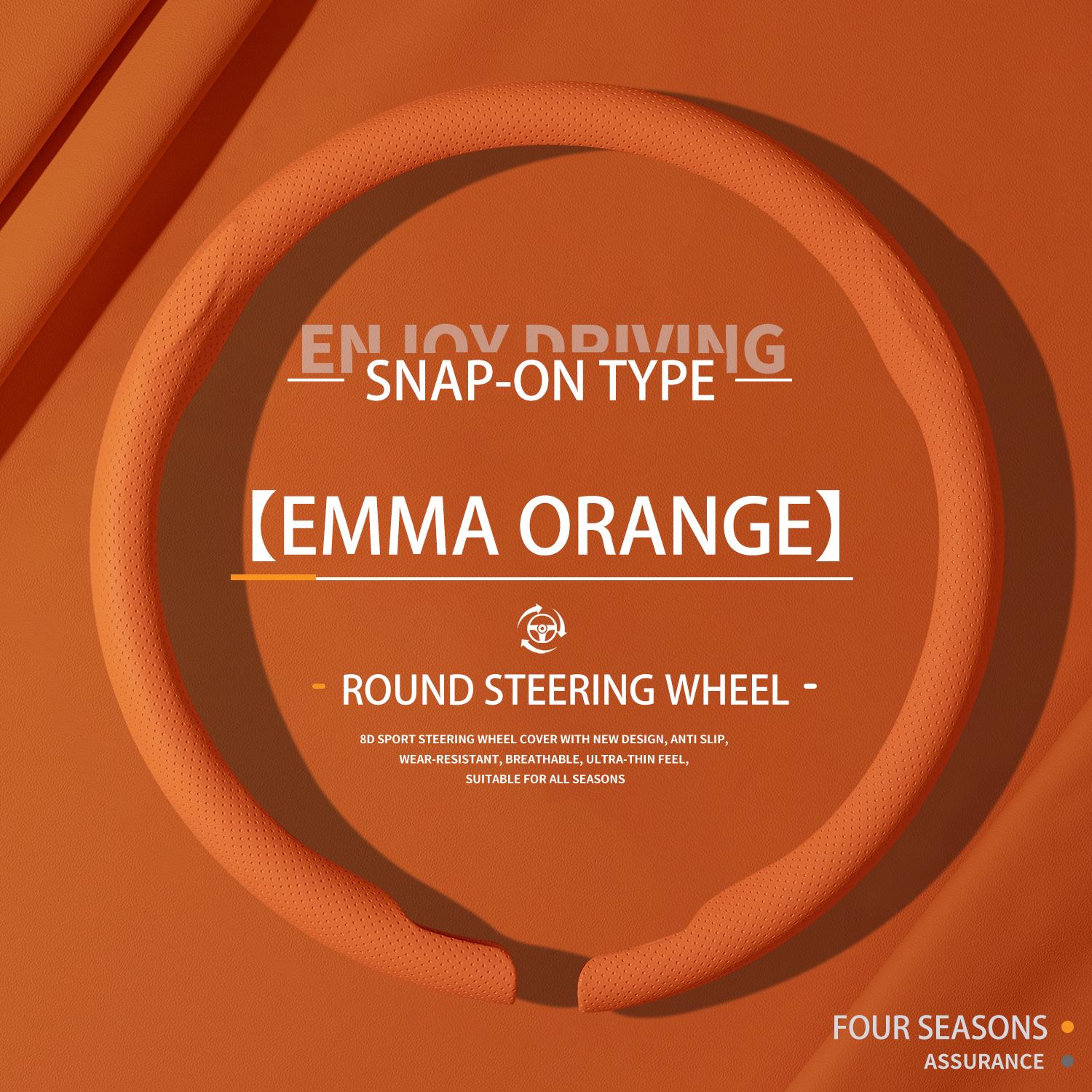 

2025 Наппа Ультратонкий Дихаючий Чохол на Кермо Чотири Сезони Антиковзкий Типу Картки Всеохоплюючий Чохол на Ручку Автомобіля Emma Orange Round