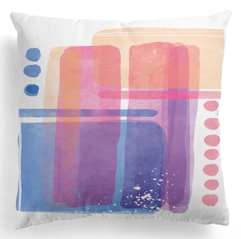 Nordic Abstract Art Colorful Geometric Stitching Decorative Pillowcase Living Room Sofa Office Cushion Cover Home Decoration