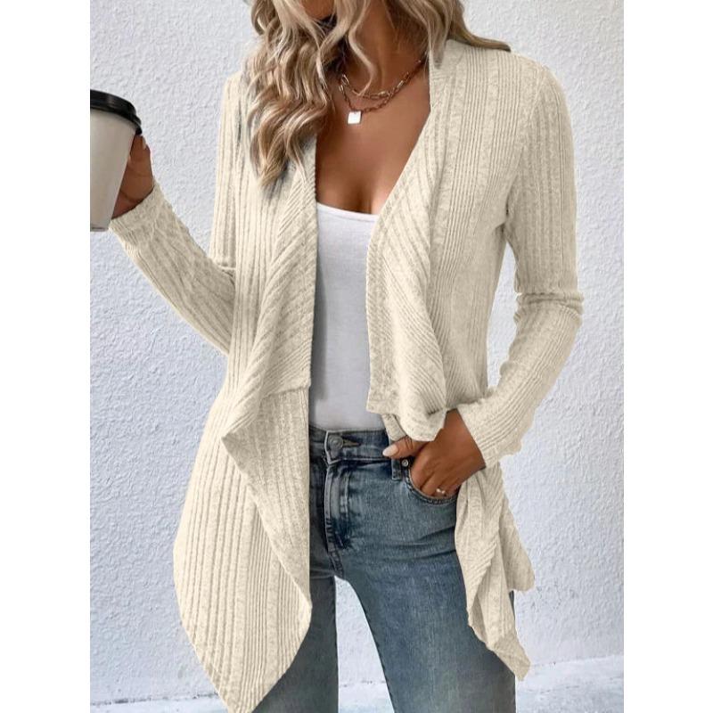 Autumn and Winter Knitted Cardigans Long Sleeved Long Sweater Women Casual Simple Office Solid Color Jackets Female Women's Clothing