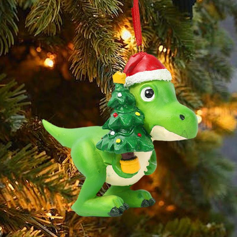 New Christmas Hanging Pendants 1pcs Resin Dinosaurs Cow Animal Indoor Ornaments New Year Pendants Merry Christmas Decoration