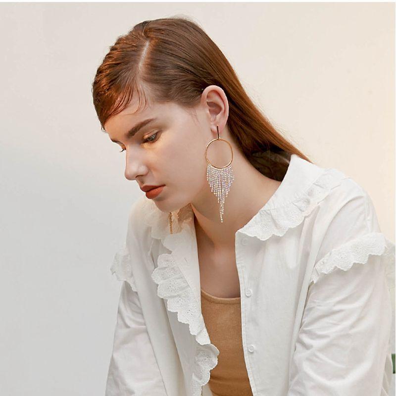 Geometric Sparkling Water Diamond Hoop Earrings For Women Spring
