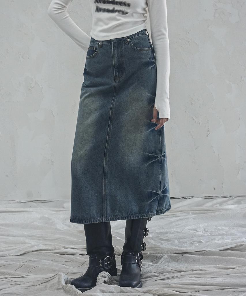 Urban Dress Pinch Long Denim Skirt - 2Col