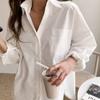 Women White Shirt Cotton  Spring Autumn Vintage Ladies Tops Long Sleeve Casual Turn-down Collar Women's Loose Blouses
