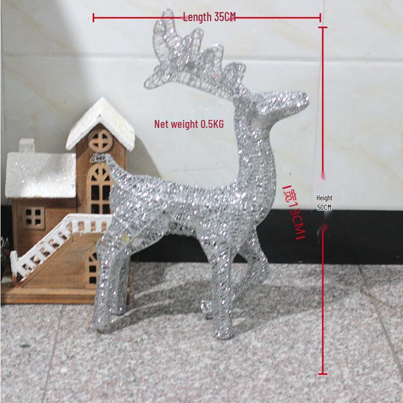 Large Luminous Wrought Iron Reindeer & Christmas Tree Ornaments for Hotel, Mall, or Garden Displays