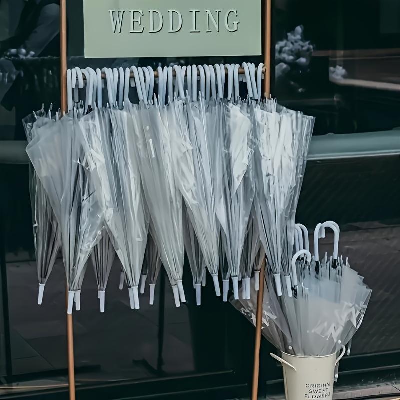 6pcs Transparent Bride and Groom Umbrellas Elegant Wedding Accessories Large Bridal Wedding Bachelor Party Supplies Decorations