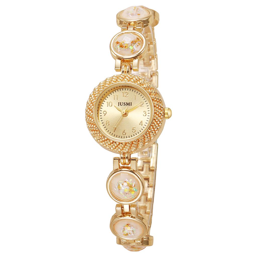 Fashionable, Personalized, Trend-setting Pearl Dial Gemstone Strap Ladies' Quartz Watch Suitable for Daily Wear and Christmas Gi