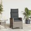VidaXL Reclining Garden Chair with Side Table Grey Polyrattan, Reclining Patio Chair, Garden Armchair 4108271