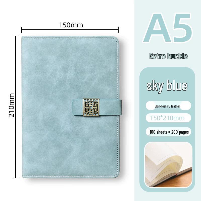 A5 Business Leather Notebook with Logo and Buckle - Gift Box Included